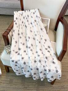 Spring/Summer New Printed Chiffon Casual Skirt, Versatile Plus Size - Black - View 2