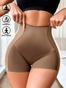 SHEIN Shapewear Tummy Control Panties - Women Shaping Underwear Compression Bodyshaper Girdle Hollow Mesh Flat Corner Pants - Coffee Brown - View 3