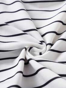 LOONEY TUNES X SHEIN 女婴夏季休闲条纹卡通印花圆领短袖T恤和喇叭裤套装 - 彩色 - 查看 6