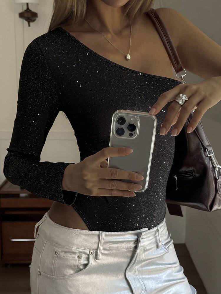 Women's Casual Sleeveless Bodysuit With Rhinestone Design, Slim Fit, Suitable For Spring And Summer Lounge Sets For Women