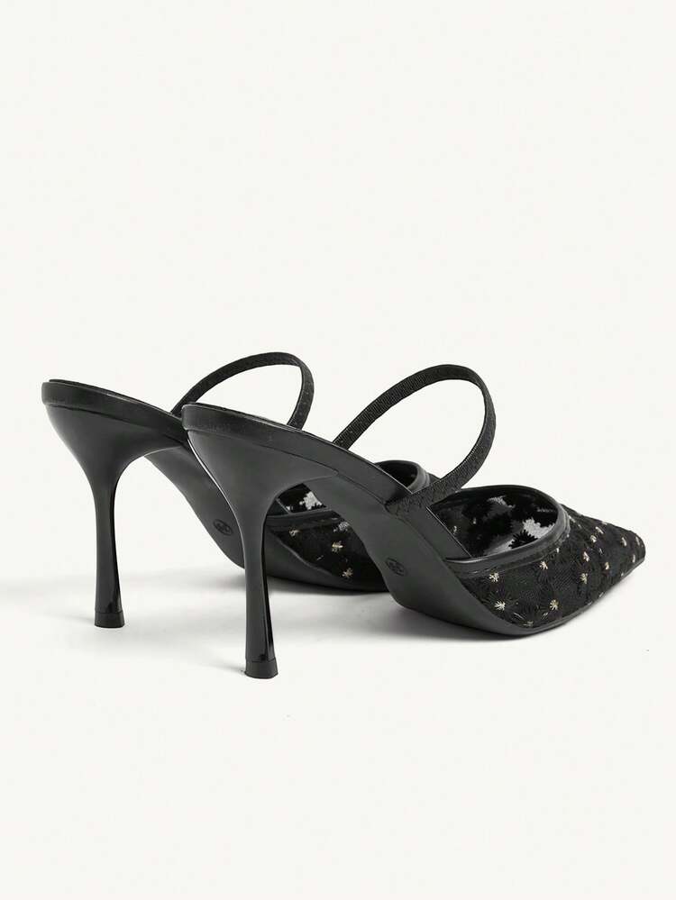 CUCCOO CHICEST New Pointed Black Mesh High Heel Sexy Versatile Elegant Stiletto Women's Shoes