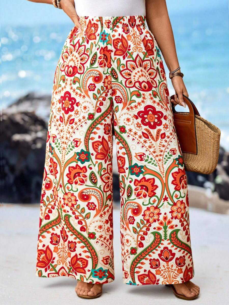 Breezaya Quần maxi dáng rộng, cạp chun in hoa phong cách Bohemian cỡ lớn dành cho nữ, thích hợp cho đi biển, du lịch, hàng ngày, mang phong cách thường ngày lãng mạn, thanh lịch, phù hợp cho mùa hè và mùa xuân. (Các từ khóa liên quan: Burkina Faso, ... - Nhiều màu - Xem 1