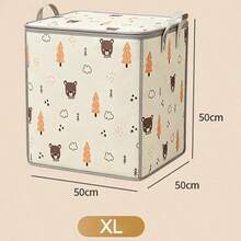 Caja de almacenamiento de ropa plegable de gran capacidad con asa, el lindo patrón de oso y árbol hace que la organización del hogar sea divertida, bolsa de almacenamiento de ropa de cama portátil reforzada, organizador de armario ahorra espacio para el dormitorio, el hogar y la residencia estudiantil, de uso múltiple como cesta de lavandería o almacenamiento de juguetes - Multicolor - Ver 7