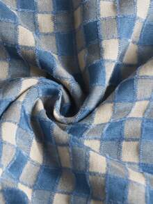 STYNVO 男士休闲格子单排扣短袖衬衫 - 藍色 - 查看 6