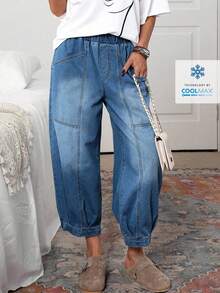 EMERY ROSE Plus Size Faded Light Blue Casual Jeans Formal Summer - Blue - View 1