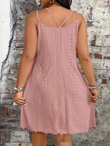 Breezaya Đầm slip jacquard mùa hè dáng rộng dành cho nữ cỡ lớn - Bụi hồng - Xem 2