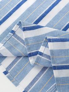 Qadelle Đầm maxi nữ mùa Xuân/Hè mới "Sọc xanh cotton mềm mại" phong cách lãng mạn cổ điển Pháp thanh lịch, thắt eo, xòe rộng, trang trí hoa hồng 3D, đầm sơ mi hoa cài cúc, đầm dài không tay, đầm maxi mùa hè duyên dáng, đầm dạ hội họa tiết sọc xanh, đầm dự tiệc trang trọng. - Xanh và trắng - Xem 5