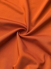 Maweii Plus Size Women Summer Sexy Solid Color Asymmetric Hem Top And Mini Skirt Set - Orange - View 7