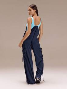 GLOWMODE 33" VitalSwift On The Glow Colorblock Adjustable Jumpsuit With Pockets Daily Casual Wear - Dark Blue - View 3