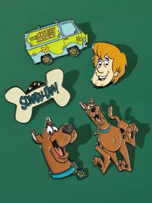 SCOOBY-DOO X SHEIN 5件套可爱卡通锌合金胸针别针，包包挂饰，适合作为礼物、收藏品、纪念品 - 彩色 - 查看 6