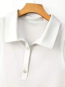 GlowEve CURVE Camiseta sin mangas de talla grande con bloques de color acanalados, adecuada para primavera, atuendo de fiesta de carnaval - Blanco - Ver 4