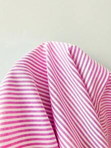 SHEIN EZwear 粉色条纹梭织女式衬衫 - 粉色 - 查看 8