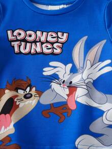LOONEY TUNES X SHEIN Bộ áo thun ngắn tay cổ tròn in hình hoạt hình dễ thương cho bé trai, thích hợp mặc mùa hè. - Nhiều màu - Xem 5