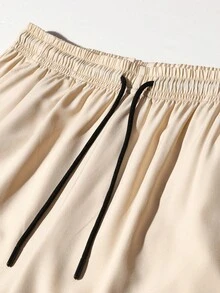 Manfinity Homme Herren Geometrisches Muster Knopfleiste Kurzarm Hemd und Shorts Freizeitanzug - Khaki - Übersicht 5