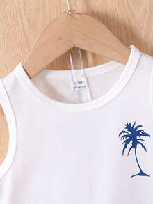Playful Pals Baby Boy Coconut Tree Print Round Neck Tank Top And Shorts Casual Holiday Outfit - Multicolor - View 8