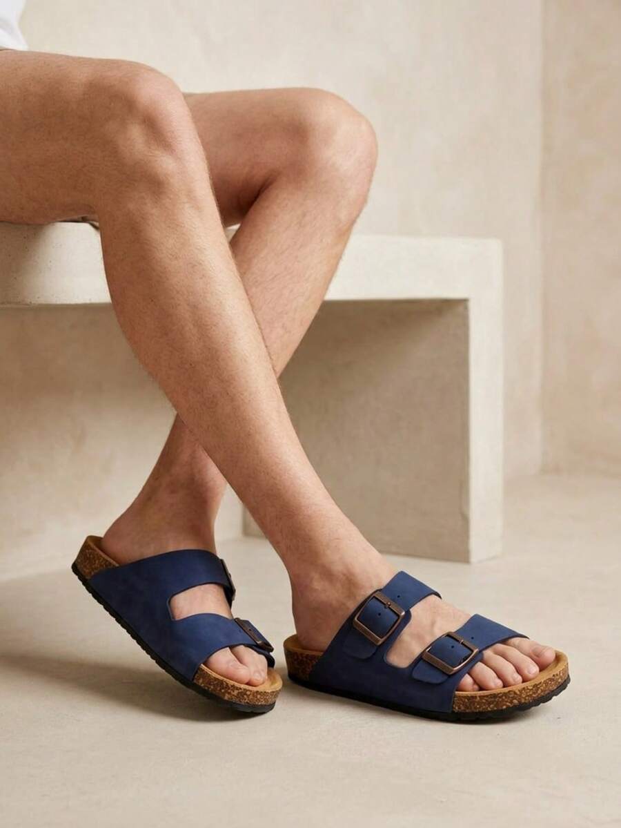 Men's Double Strap Sandal Created To Provide Comfort And Adaptability During Long Days And Leisure Time, Ideal For Accompanying Urban Walks, Rest Days At Home, Outdoor Activities, Travel, Informal Meetings And Daily Routines, Model With Personalized Fit That Allows Freedom Of Movement And Firmness At Every Step, Facilitating A Relaxed Experience Both Indoors And Outdoors, Perfect For Those Looking For Functionality And Practicality. - 藏蓝色 - 查看 1