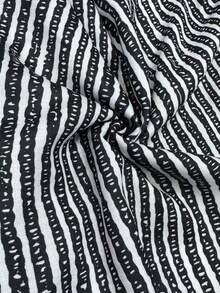 EMERY ROSE Vintage Loose Fit Black & White Vertical Striped Harem Pants, Ankle Length - Black - View 5