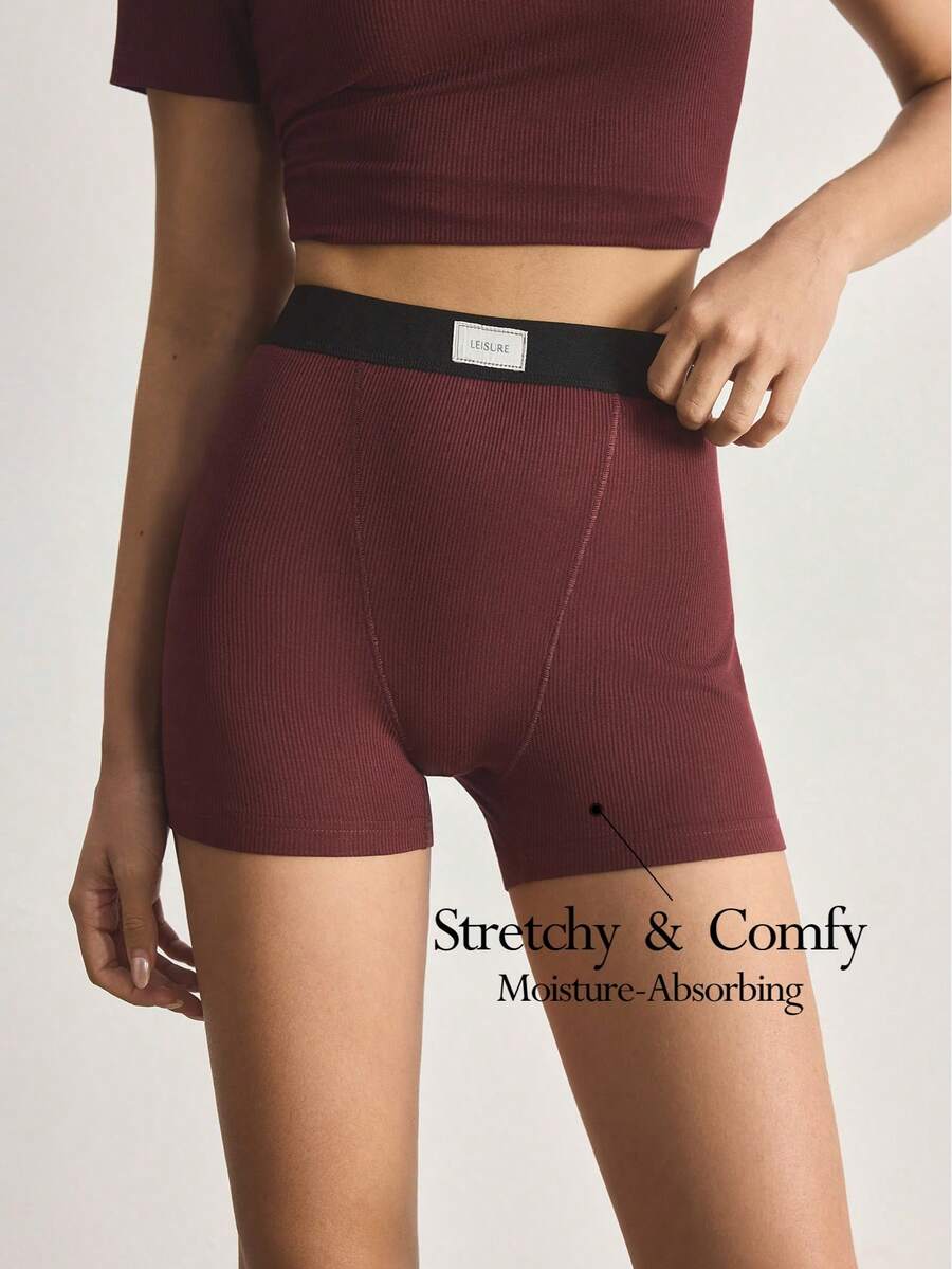 Ocili Comfortable & Minimalist Cycling Pants, Soft Women Sleepwear Bottoms - Burgundy - View 1