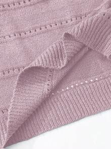 EMERY ROSE Women's Casual Sexy Solid Color Round Neck Drop Shoulder Sweater, Suitable For Spring And Autumn Golf Pastal - Pink - View 7