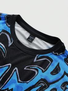 ROMWE MEN Anime T-shirt ample à manches courtes avec imprimé graphique pour hommes, été - Noir - Voir 8