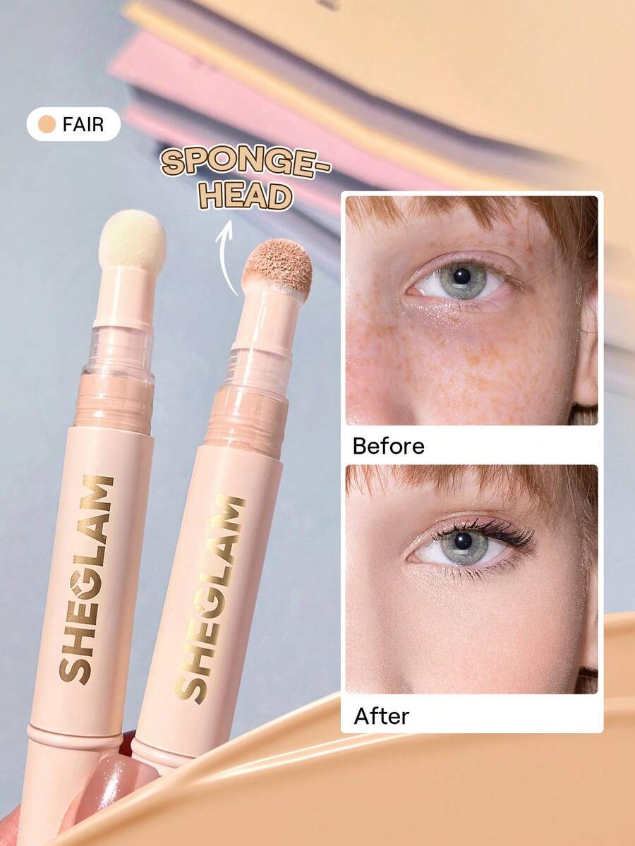SHEGLAM Complexion Boost Concealer-Fair Sponge-Head Applicator Matte Liquid Concealer Long Lasting Brightening Color Corrector Weightless All-Day Long Lasting Hydrating Concealer - Fair - View 1