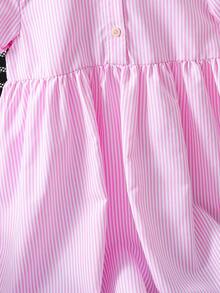 SHEIN 少女夏季休闲条纹连衣裙 - 粉色 - 查看 6