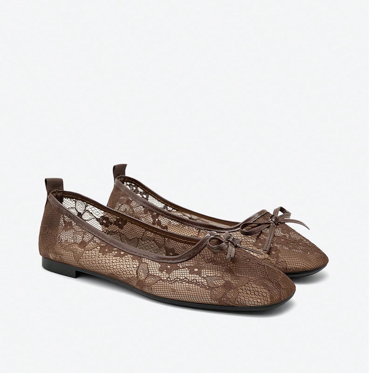 Zapatos planos con lazo y encaje de malla, zapatos de ballet tipo Mary Jane con diseño hueco y transpirable para mujer, cómodos mocasines para uso d