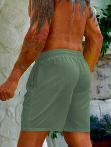 Manfinity KASUA Men's Beach Shorts (Printed Asymmetric), Holiday - Olive Green - View 2