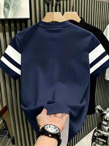 Manfinity Hypemode Men's Casual Everyday Contrast Color Round Neck Short Sleeve T-Shirt, Summer - Multicolor - View 2