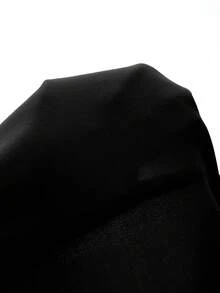 MaterniChic Maternity Solid Color Asymmetrical Shoulder Sleeveless Slit Ruffle Hem Long Dress, Summer - Black - View 6