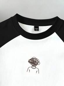 Manfinity Joysei Camiseta de manga corta con cuello redondo y estampado gráfico de bloques de color para hombre, verano - Blanco y Negro - Ver 3