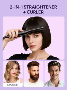 JMMO 带陶瓷电气石的铅笔式直发器，适用于稀疏和短发边缘造型的直发器，不伤发护发，打造顺滑造型，快速加热，自动关闭 - 英国插头 - 查看 4