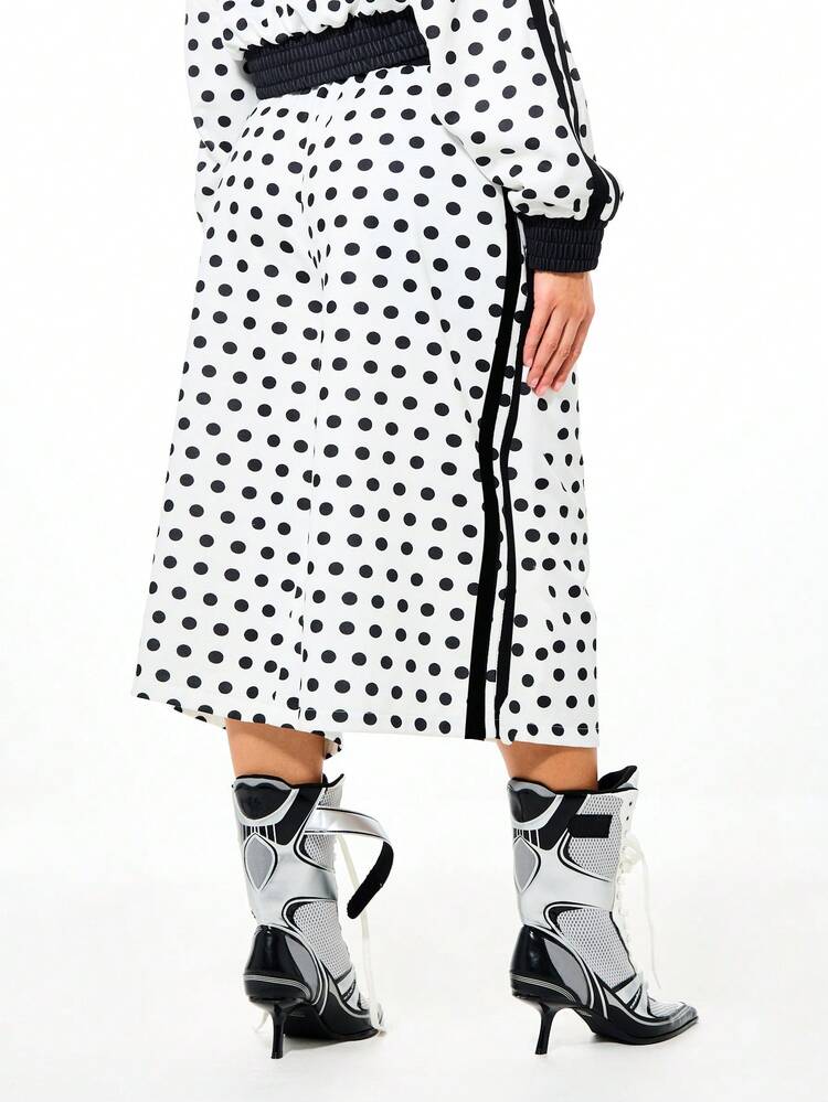SUMWON WOMEN Wide Leg Polka Dot Jorts With Contrast Stripe