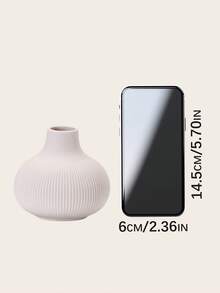 1pc White Ceramic Vases , Home Decor Large Vases Modern Simple Stereo Grain Table Decoration Vases For Bedroom, Living Room, Office Table Home Gift Women Room Decor Flower Vase Glass Vase - Multicolor - View 5