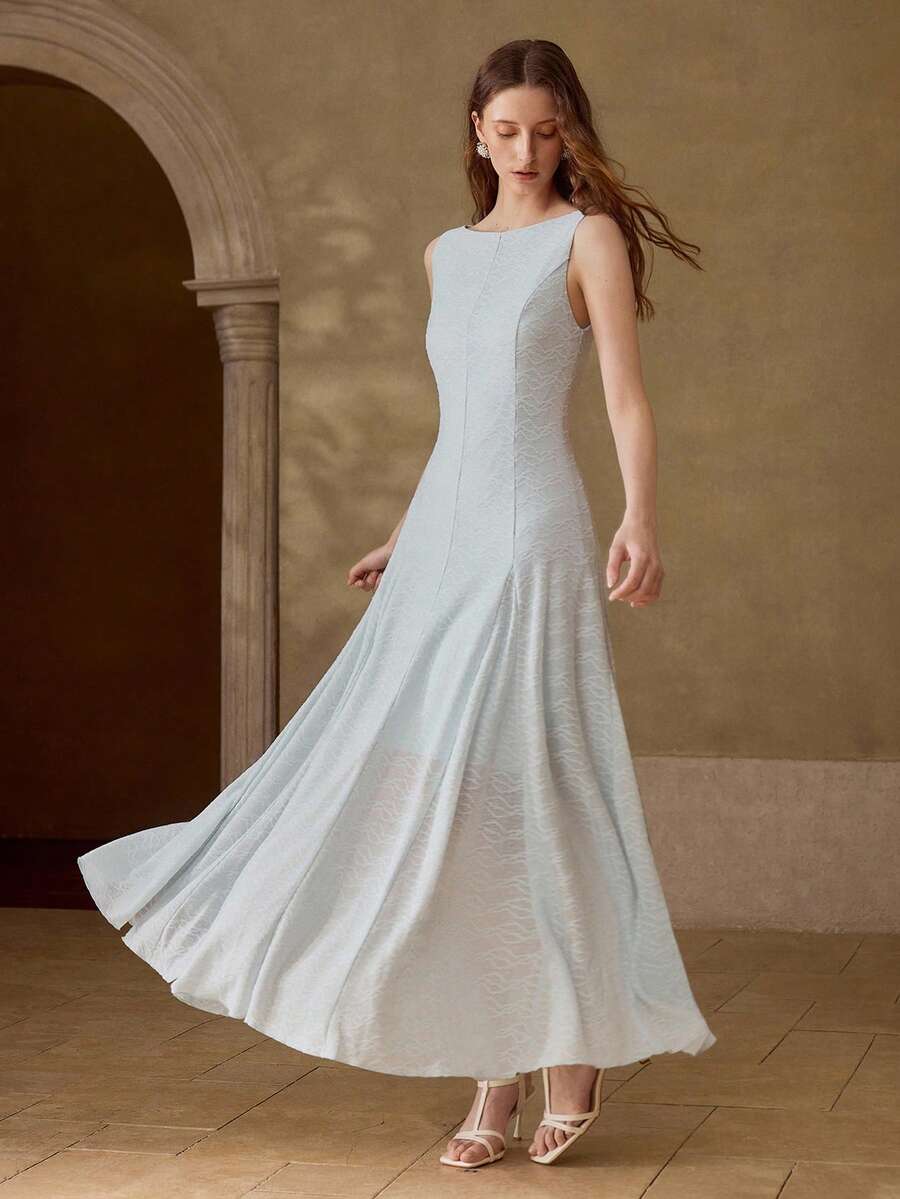 MOTF PREMIUM WOMEN'S LIGHT BLUE SLEEVELESS KNITTED DRESS, SPRING 2026 - Light Wash - View 1