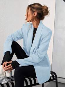 Aveloria Modichic Solid Color Fashionable Commuting OL Office Lady Design Suit Blazer  - Baby Blue - View 3