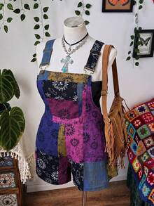 Sunspun Quần yếm kiểu bohemian nhiều màu sắc dành cho nữ cỡ lớn, mùa hè. - Màu tím - Xem 3