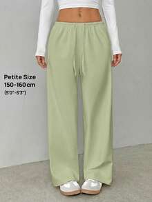 SHEIN PETITE 柔软白色针织家居裤，宽松裤 - 薄荷綠 - 查看 10