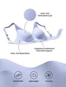 LUVLETTE Blue Airy Wireless Seamless Plunge Lounge Sticky Basic SizeFreedom Bra No Show Underwear Comfy Must-Haves Teen/Girl/Young - Mint Blue - View 8