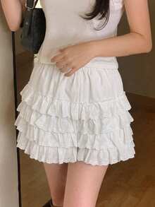 DAZY Women's Lace Patchwork Elegant Shorts, White, All Season Summer - White - View 3