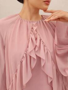 Graceveil Women's Chiffon Flare Sleeve Ruffle Blouse And Elegant Maxi Skirt Set - Pink - View 7