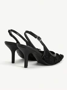 CUCCOO CHICEST Spring And Autumn New Product Black Thin Heel Pointed Mesh Lace Fashion Women's High Heel Shoes - Black - View 10