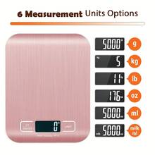 1 Báscula de cocina digital de 10kg, precisión de 1g/0.1oz, de acero inoxidable, apta para hornear y cocinar (baterías no incluidas) - Rosa - Ver 7