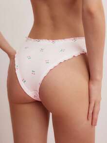 FairyFlirt 3 pièces Ensemble de culottes décontractées pour femmes avec décoration de nœud papillon et volants, nœud papillon - Rose bonbon - Voir 4