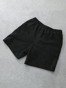 ROMWE MEN 男士哥特式文字印花短裤 - 黑色 - 查看 8