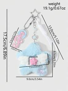 ROMWE Kawaii 1 Colgante DIY para bolso con oso de auriculares creativo y dulce, multicolor, con purpurina fina, lentejuelas, nota, cordones ajustables, lazo de lunares, alas, estrellas y diseño brillante de pastel de pescado - Multicolor-5 - Ver 8