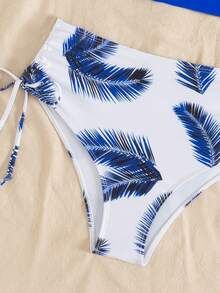SHEIN Swim Traje de baño de dos piezas estampado, conjunto de ropa de playa de verano para mujeres - azul real - Ver 7