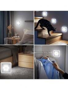 LED Motion Sensor Night Light, Smart PIR Sensor, Auto On/Off, Sensor Bedside Lamp, AAA Battery Powered, Easy Installation, Suitable For Bathroom, Bedroom, Hallway, Stairs, Cabinet, Garage(Batteries Not Included) - White - View 5