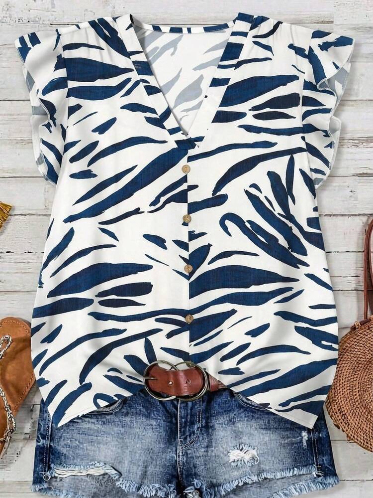 Women's Casual Patterned Minimalist Shirt, Suitable For Summer Going Out Tops For Women Going Out Outfit Summer Top Beautiful Blouses For Women Summer Shirts Vacation Outfits Women Ladies Tops And Blouses  Blouse For Women Latest Tops For Women New Arrivals Blouse For Women Casual Modern