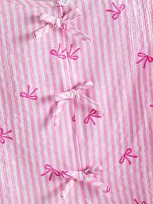 Elladie kids Young Girl (Small) Textured Fabric Short Sleeve Button Back T-Shirt & Casual Pants Set - Pink - View 4